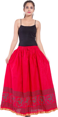 Magnus Solid Women Regular Red Skirt