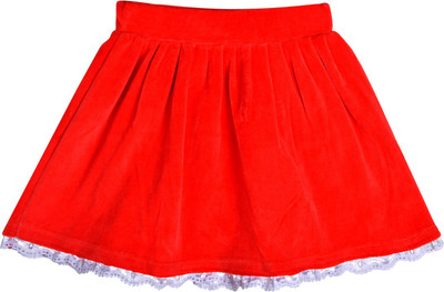 

Lil Orchids Solid Girls Gathered Red Skirt