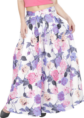 

Svt Ada Collections Floral Print Women's Regular White Skirt