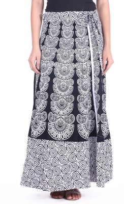 JABAMA Printed Women Wrap Around White Skirt