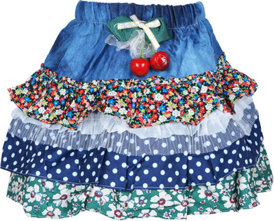 

Lil Orchids Polka Print Girls A-line Black Skirt