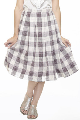 

Divaat Checkered Women's Pleated Pink Skirt