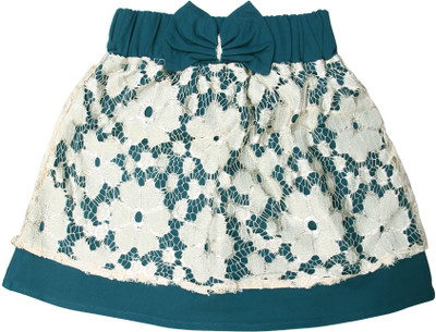 

Magneto Self Design Girls A-line Dark Green, White Skirt
