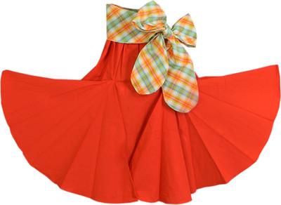 SSMITN Solid Girls Regular Orange Skirt