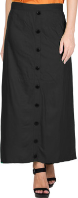 Curvyy Solid Women A-line Black Skirt