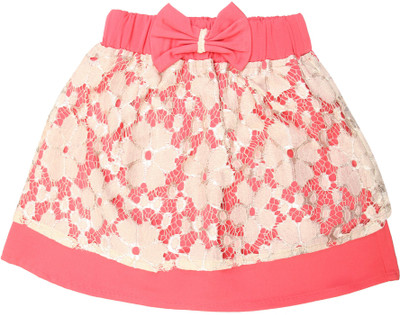 

Magneto Self Design Girls A-line Pink, White Skirt
