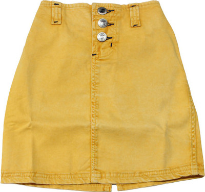 Romano Solid Girls A-line Yellow Skirt Romano Solid Girls A-line Yellow Skirt