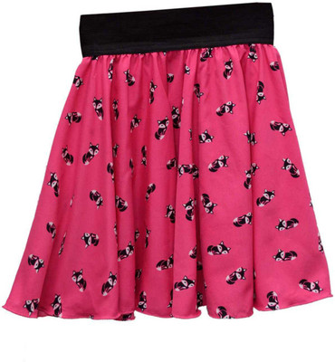 Grace Diva Printed Girls Pleated Pink Skirt