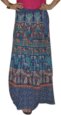 

Marusthali Printed Women's Wrap Around Blue Skirt