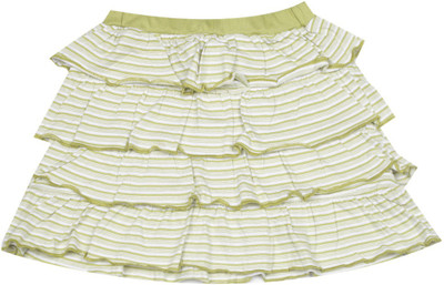

People Striped Girls A-line White, Light Green Skirt