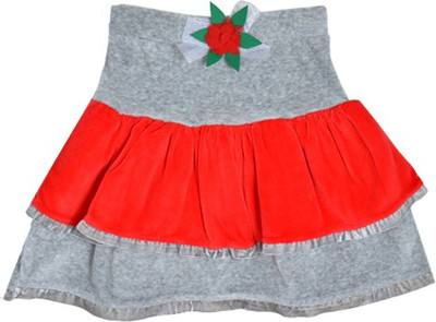 

Lil Orchids Solid Girls Tiered Grey Skirt