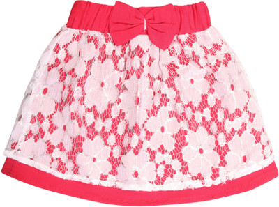 

Magneto Self Design Girls A-line Pink, White Skirt