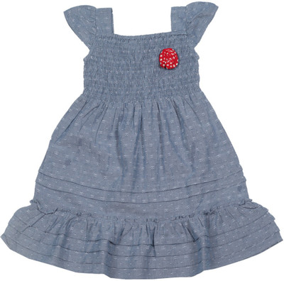 

People Girls Midi/Knee Length Casual Dress(Dark Blue, Half Sleeve, Navy