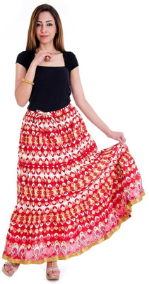 

Halowishes Floral Print Women's Wrap Around Red Skirt