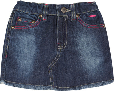 

People Solid Girls A-line Blue Skirt