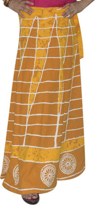 

Marusthali Printed Women's Wrap Around Yellow Skirt