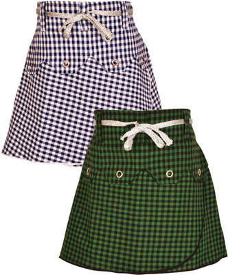 

Gkidz Checkered Girls A-line Blue, Green Skirt