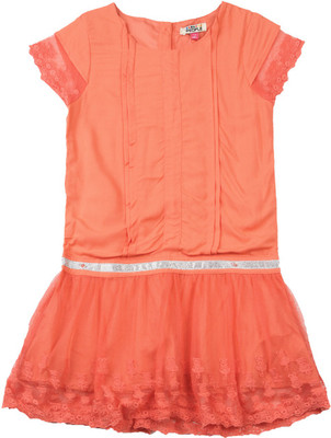 

People Girls Midi/Knee Length Casual Dress(Orange, Half Sleeve