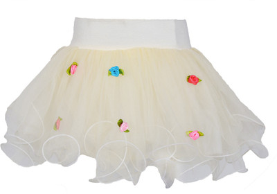 

Lil Orchids Embellished Girls Gathered White Skirt