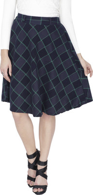 

Svt Ada Collections Checkered Women's Regular Dark Blue Skirt, Navy blue