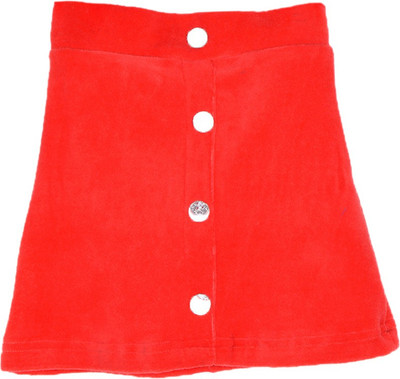 Lil Orchids Solid Baby Girls Straight Red Skirt