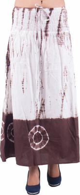 

Indi Bargain Self Design Women's A-line Brown, White Skirt