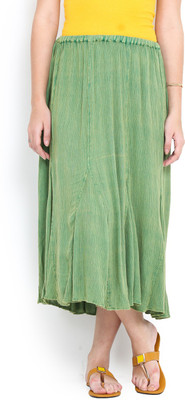 Trend Arrest Solid Women's Gathered Green Skirt