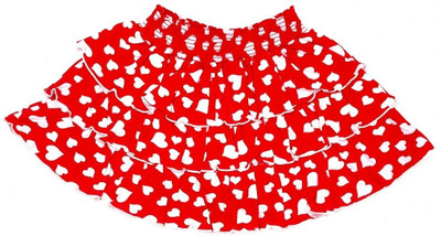 Gkidz Printed Girls A-line Multicolor Skirt, Red