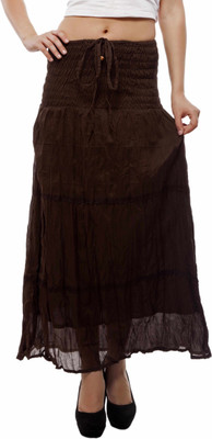 

Indi Bargain Solid Women's A-line Brown Skirt