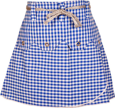 

Gkidz Checkered Girls A-line Blue Skirt