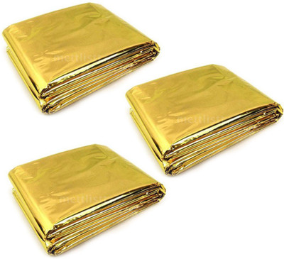 

Enem Emergency Mylar Thermal Blankets Heavy Duty 160X210cm for Safety & Survival-Camping, Outdoor Sports, Hiking , Travel- Pack of 03 Sleeping Bag(Gold