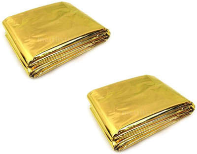 

Enem Emergency Mylar Thermal Blankets Heavy Duty 160X210cm for Safety & Survival-Camping, Outdoor Sports, Hiking , Travel- Pack of 02 Sleeping Bag(Gold