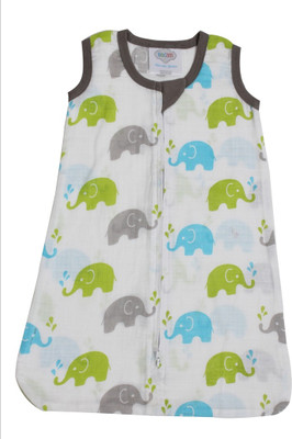 

Bacati Elephants Aqua/ Lime/Grey Muslin Sleep Sack Sleeping Bag(Blue
