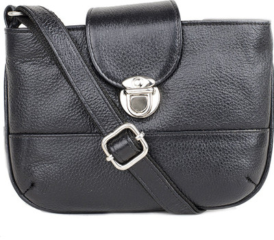 

LeWIS Women Formal Black Genuine Leather Sling Bag
