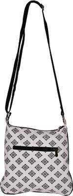 

Bag Factory Girls Casual White Canvas Sling Bag