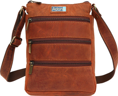 

Adone Men & Women Formal Tan Genuine Leather Sling Bag