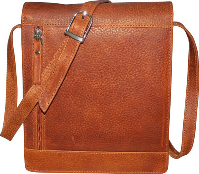 

Style 98 Men & Women Casual Tan Genuine Leather Sling Bag