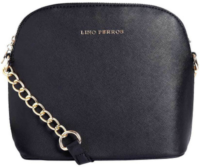 Lino Perros Women Casual Black Leatherette Sling Bag
