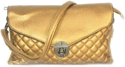 

Bags Craze Women Evening/Party Gold PU Sling Bag