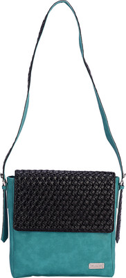 

The Zoya Life Women Evening/Party Green, Black PU Sling Bag, Black;green