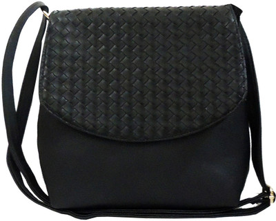 

Kion Style Women Casual Black Leatherette Sling Bag