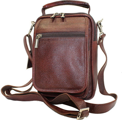 

American-Elm Men Formal Brown Genuine Leather Sling Bag