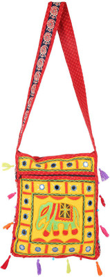 

Rajrang Women Casual Yellow, Red Cotton Sling Bag, Red;yellow