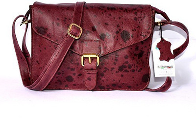 

Pellezzari Girls Casual Maroon Genuine Leather Sling Bag