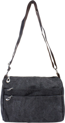 

Heels & Handles Women Casual Black Denim, Canvas Sling Bag