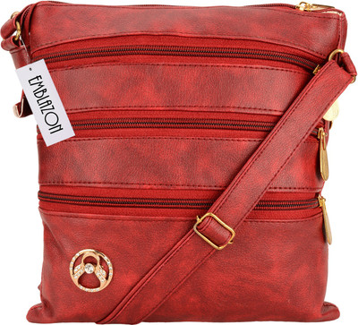 

Emblazon Men & Women Casual Red PU Sling Bag