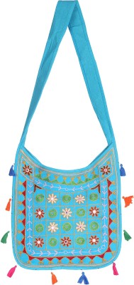 

Rajrang Women Casual Blue Cotton Sling Bag