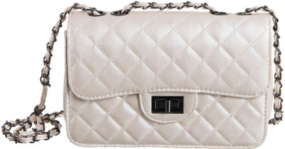 

Peaubella Women Casual White PU Sling Bag