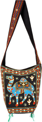 

Rajrang Women Casual Blue, Black Cotton Sling Bag, Black;blue