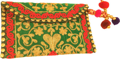 

Minky's Decor Men & Women Casual Green, Gold Velvet, Cotton Sling Bag, Gold;green